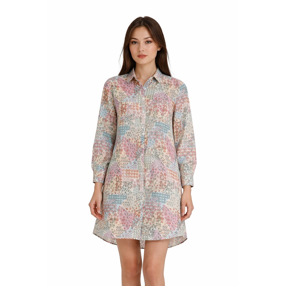 Roller Rabbit Tunic Shirt Dress Women's Size Large Multicolor Patchwork Floral
